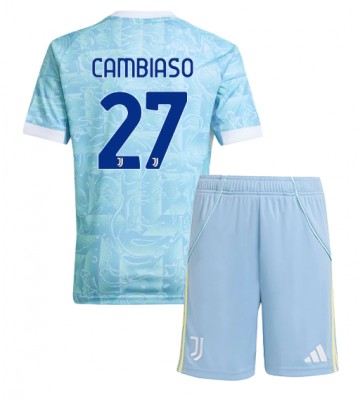 Juventus Andrea Cambiaso #27 Bortaställ Barn 2025-26 Kortärmad (+ Korta byxor)